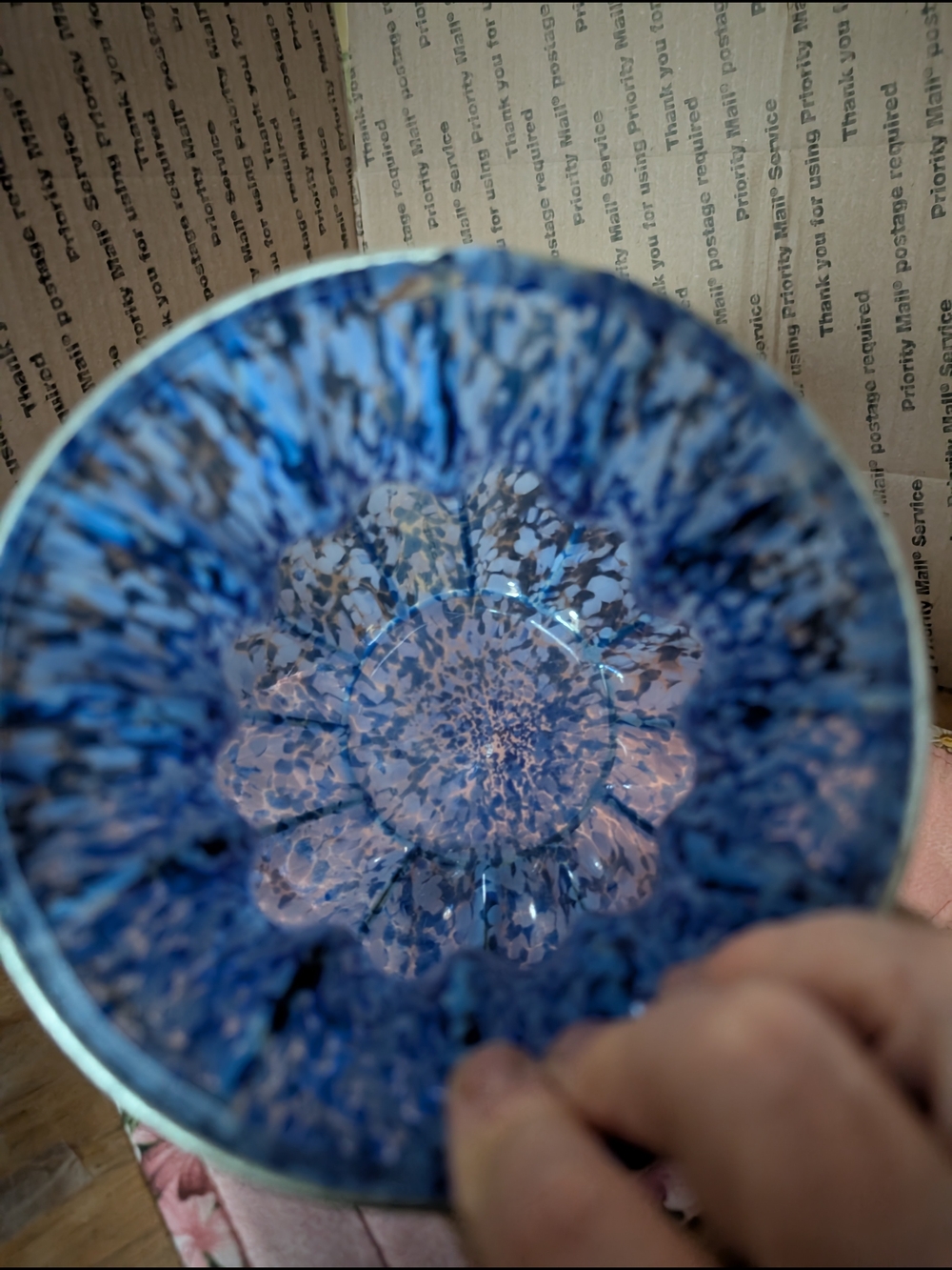 Blue Speckled Glass Accent Vase - Picture 3 of 4
